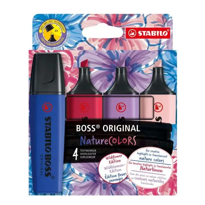 Přímo Od Výrobce Zvýrazňovač STABILO BOSS ORIGINAL NatureCOLORS Wildflower - sada 4 barev