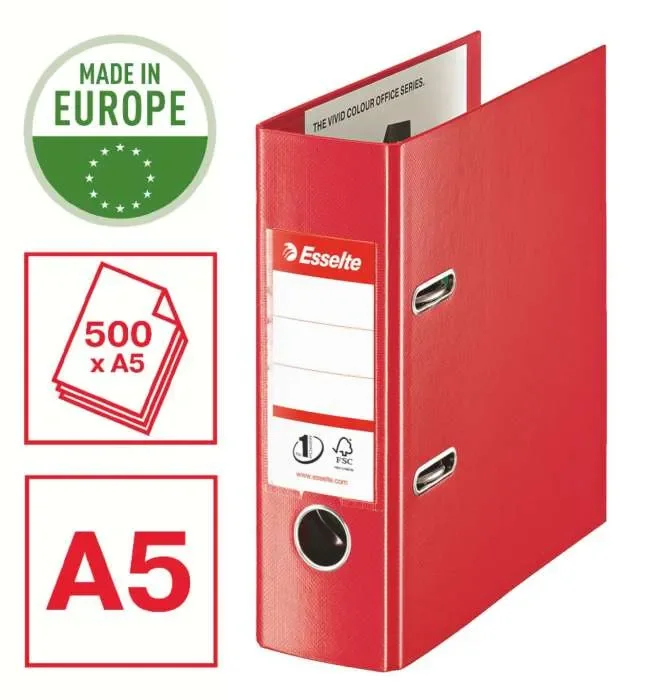 Pákový pořadač Esselte No.1 VIVIDA - A5, 7,5 cm, červený Akční Nabídka