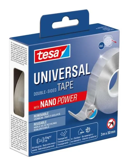 Sleva Lepicí páska Tesa Nano Power - oboustranná, 30 mm x 3 m, transparentní