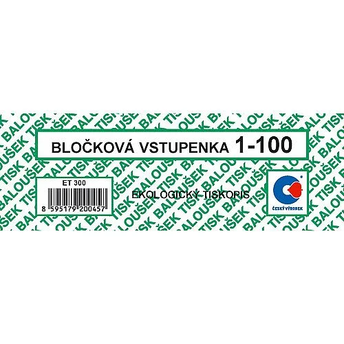 Baloušek - Bločková vstupenka, ET300, 1-100 Přímo Od Výrobce