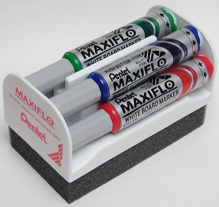 Pentel MAXIFLO Popisovač na bílé tabule - sada 4 barev s houbou Vrácení Zdarma