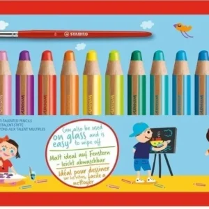 Časově Omezené STABILO woody 3 in 1 Multifunkční pastelka - sada 18 barev + ořezávátko + štětec