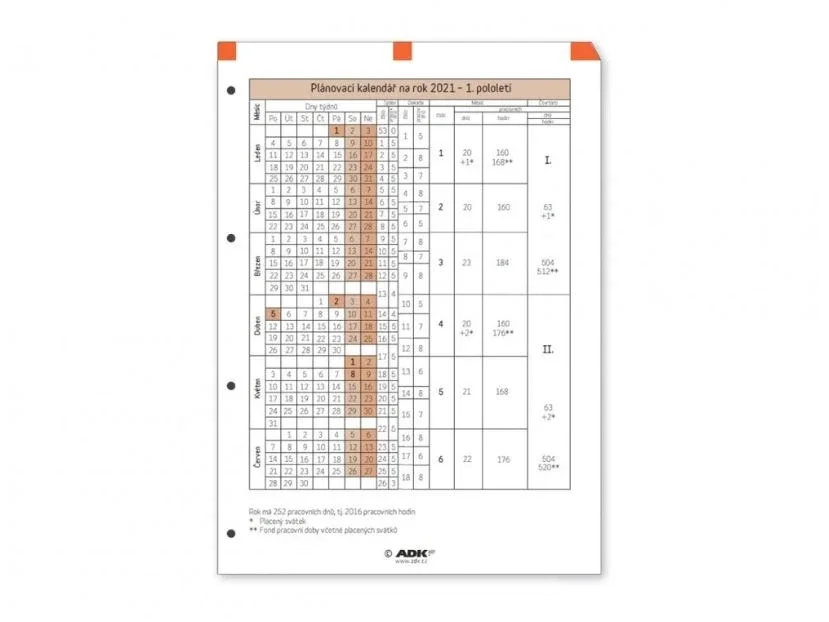 Nejlepší Volba ADK Plánovací kalendář A4 2026 (1 list)
