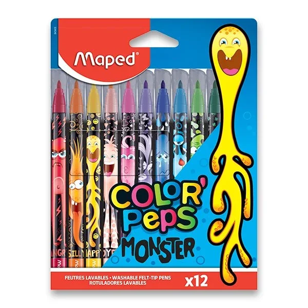 Nejprodávanější Dětské fixy MAPED Color'Pep´s Monster - 12 barev