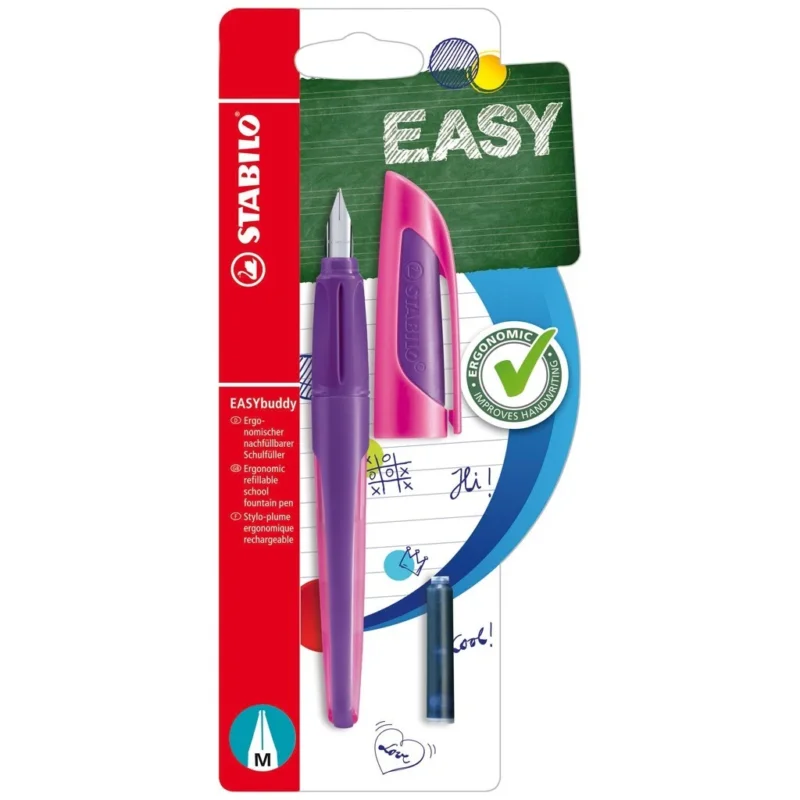 Rychlé Dodání STABILO EASYbuddy Ergonomické školní plnicí pero - fialová/růžová, blistr