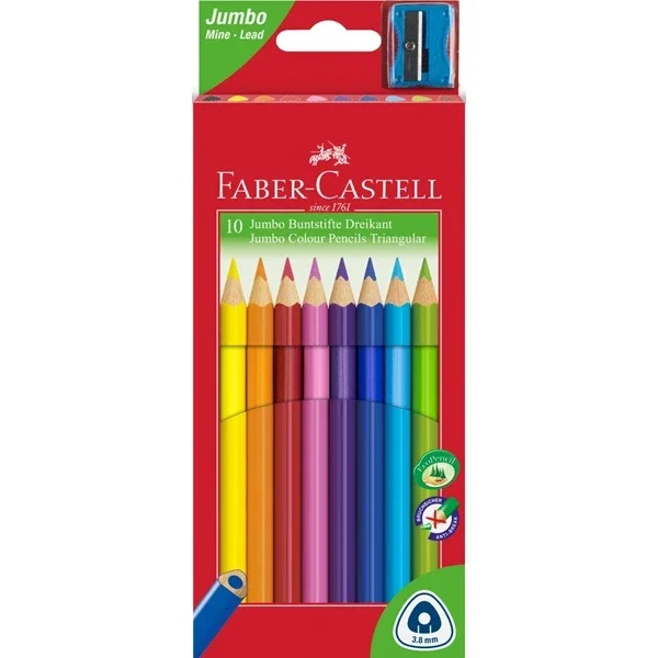 Pastelky Faber-Castell Jumbo trojhranné, 10 barev + ořezávátko Sezónní Sleva