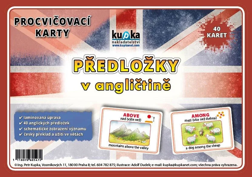 Procvičovací karty - anglické předložky A5 (21x15 cm) Rychlé Dodání