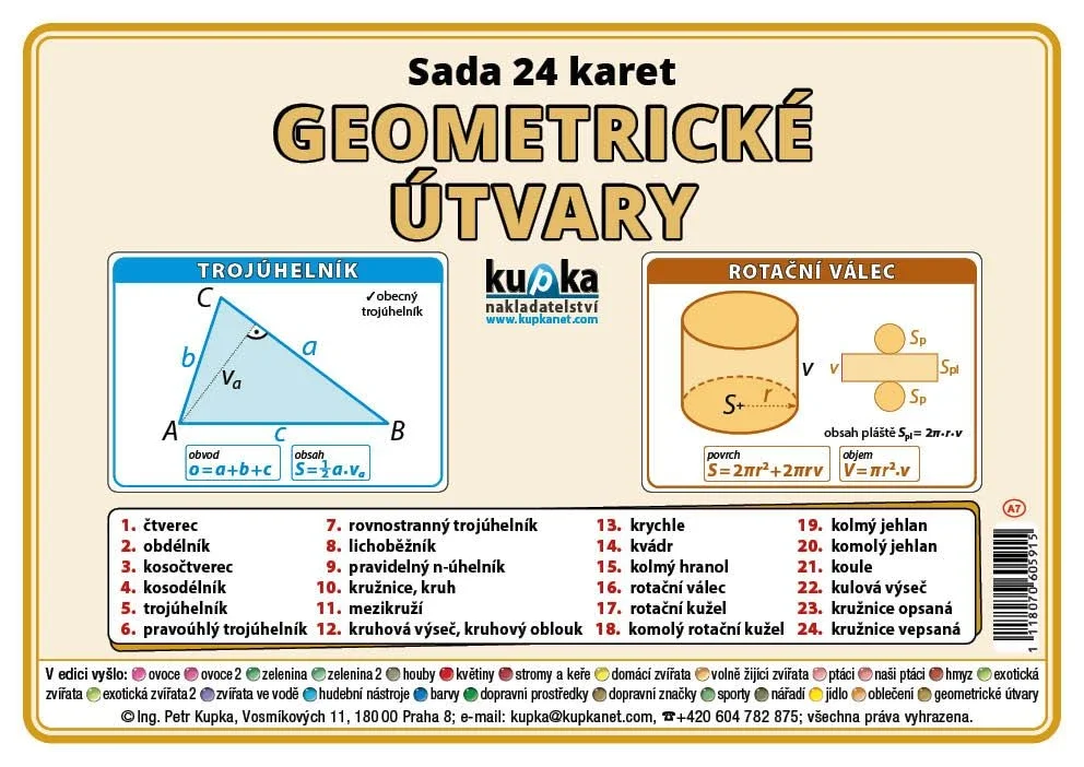 Rychlé Dodání Procvičovací karty - geometrické útvary A6 (15x10 cm)