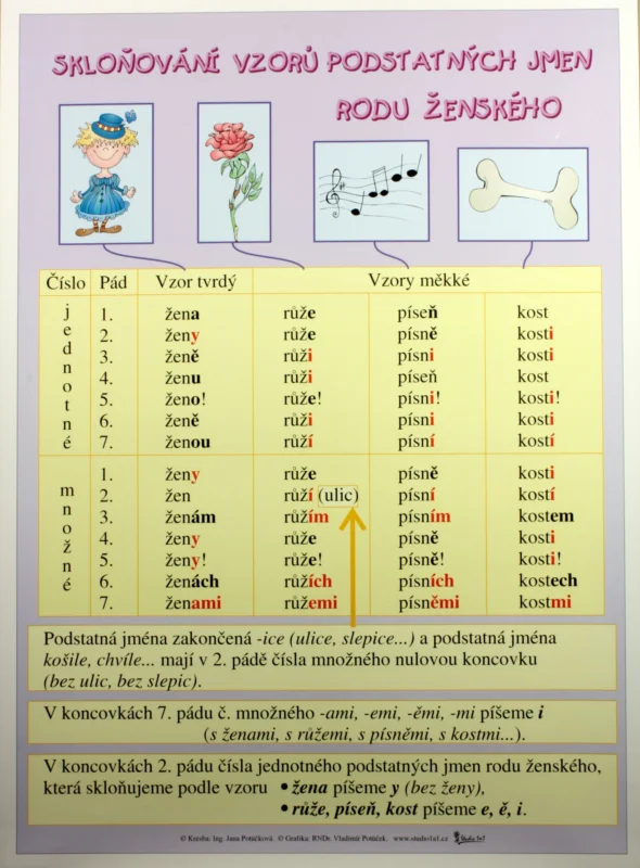 Aktuální Skloňování vzorů podstatných jmen rodu ženského /70×100/