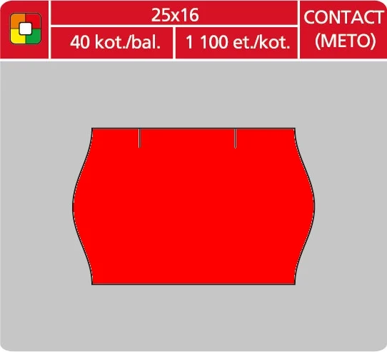 Rychlé Dodání Značkovací etikety do etiketovacích kleští (EZ) - CONTACT - METO, 25x16 mm, červené, 1100 etiket
