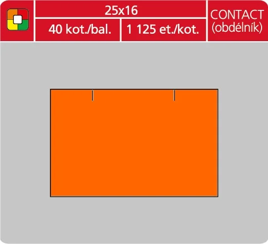Značkovací etikety do etiketovacích kleští (EZ) - CONTACT (obdélník), 25x16 mm, oranžové, 1125 etiket - DOPRODEJ Nízká Cena