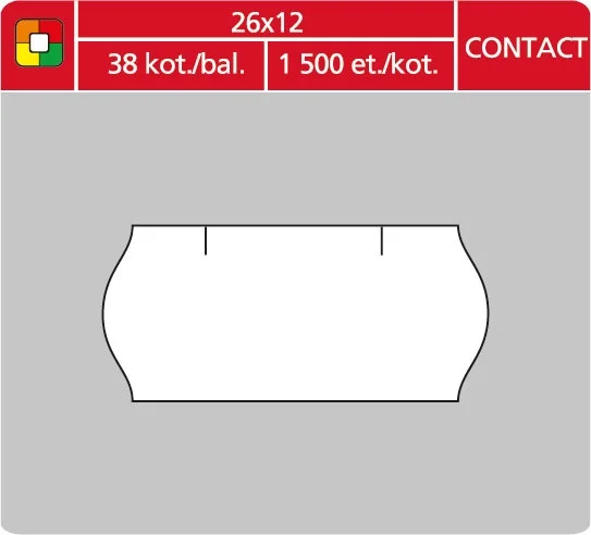 Sezónní Sleva Značkovací etikety do etiketovacích kleští (EZ) - CONTACT, 26x12 mm, bílé, 1500 etiket