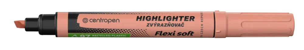 Zvýrazňovač Centropen Highlighter Flexi Soft 8542 - klínový hrot, 1-5 mm, oranžový Levný
