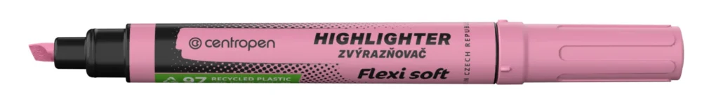 Tovární Cena Zvýrazňovač Centropen Highlighter Flexi Soft 8542 - klínový hrot, 1-5 mm, růžový