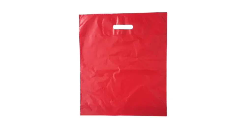LDPE taška s průhmatem, délka 45 cm, šířka 38 cm, záložka 5 cm, červená Must-Have