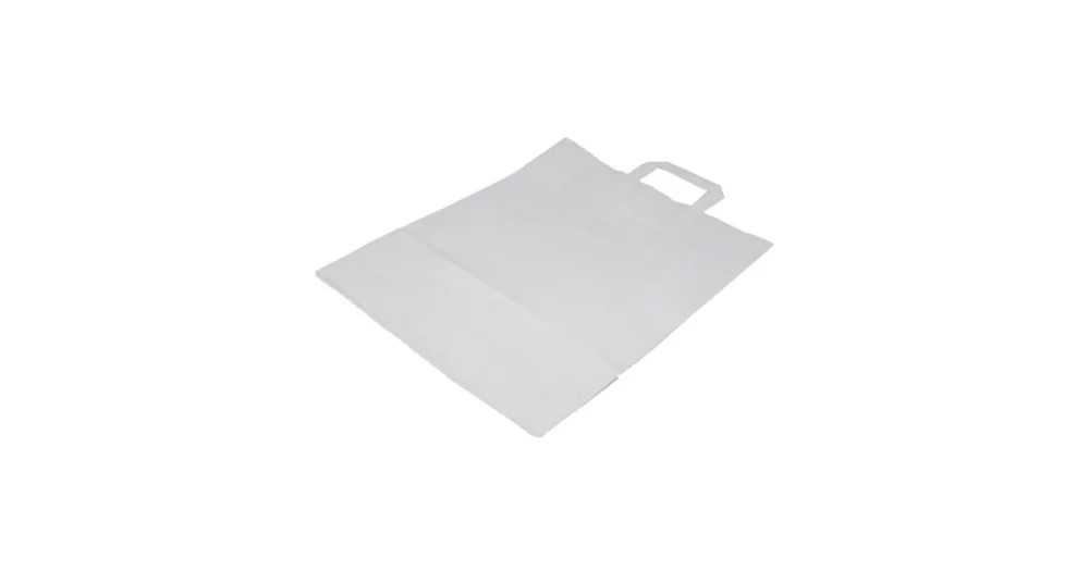 Omezená Nabídka Papírová taška s plochým uchem, šířka 32 cm, hloubka 12 cm, výška 41 cm, bílá