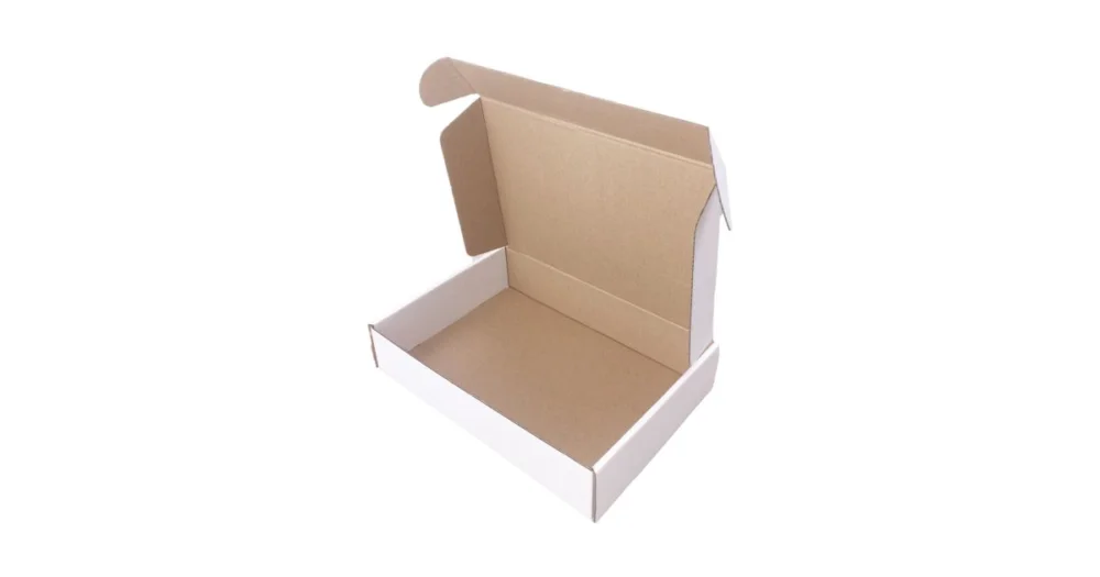 Kup Teď Poštovní kartonová krabice, 3vrstvá, délka 235 mm, šířka 185 mm, výška 46 mm, bílá