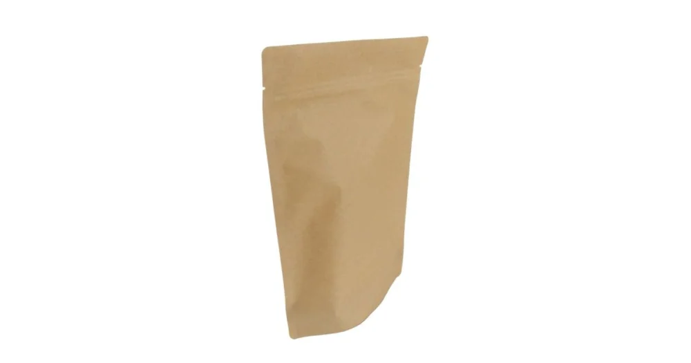 Uzavíratelný ZIP sáček Doypack KRAFT/PET/PE, oválné dno, 180x90x290 mm, 1000 ml, 120 µm, 100 ks Akce