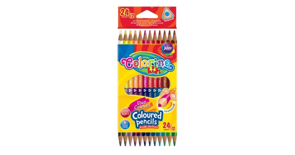 Pastelky Colorino, trojhranné, oboustranné, 12ks Akce