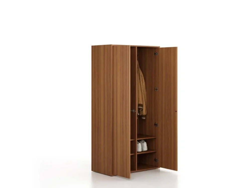 Sezónní Sleva Šatní skříň FRAME, 2 oddíly, 872 x 450 x 1735 mm, PUSH-lock, ořech