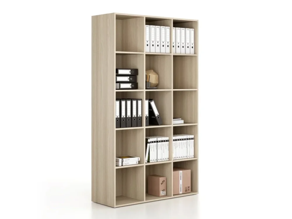 Akce Regál FRAME, vysoký, 3 sloupce, 2162 x 1299 x 450 mm, dub přírodní