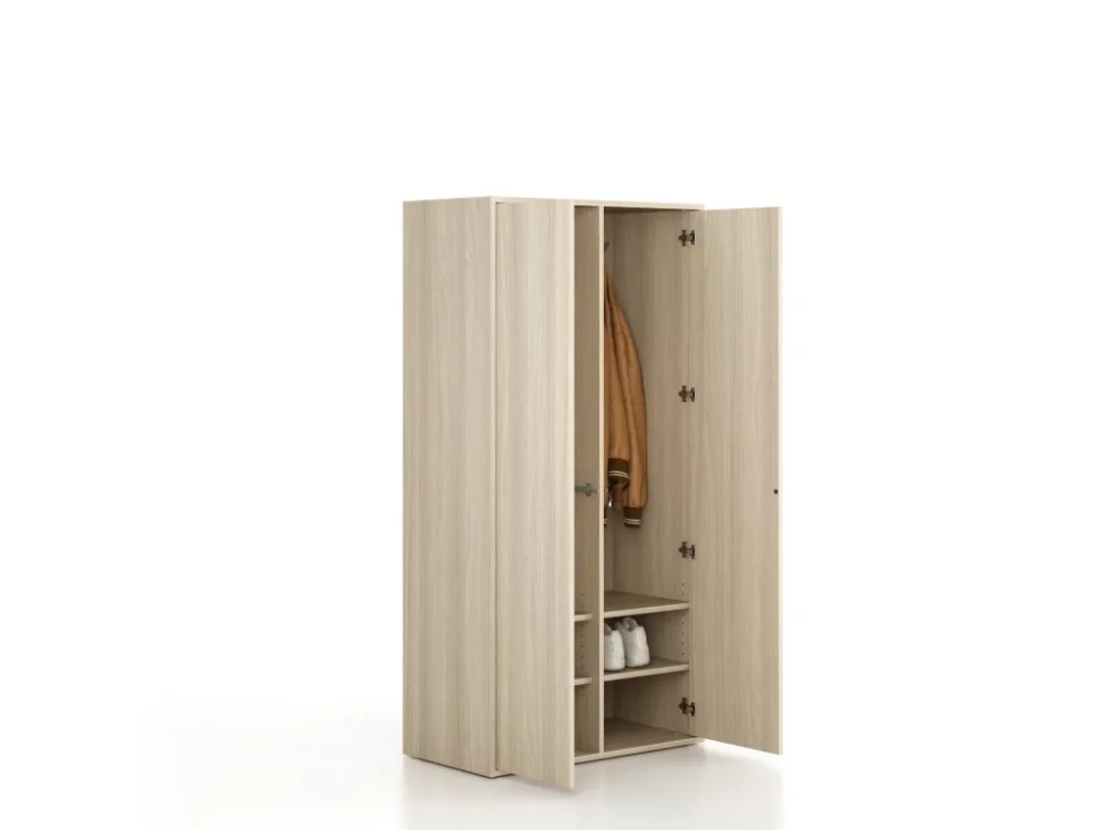 Šatní skříň FRAME, 2 oddíly, 872 x 450 x 1735 mm, PUSH-lock, dub přírodní Nízká Cena