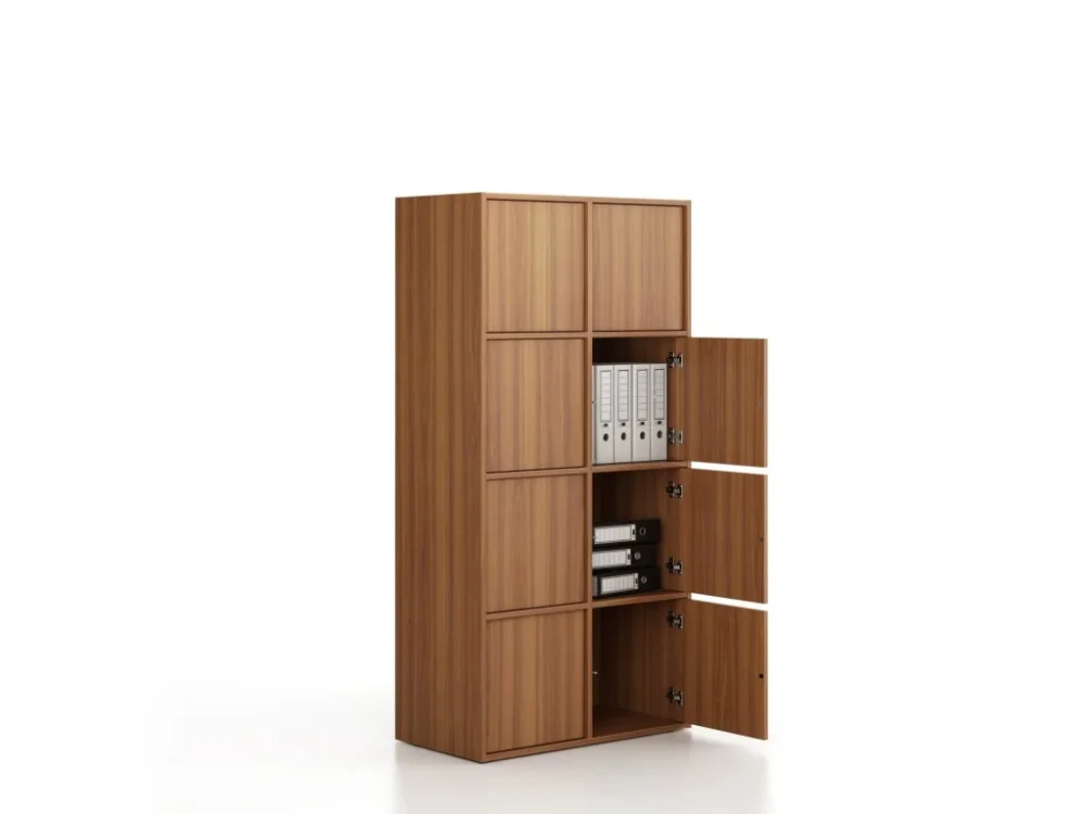 Kancelářská skříň FRAME, 8x dveře, 872 x 450 x 1735 mm, PUSH-lock, ořech Koupit Online