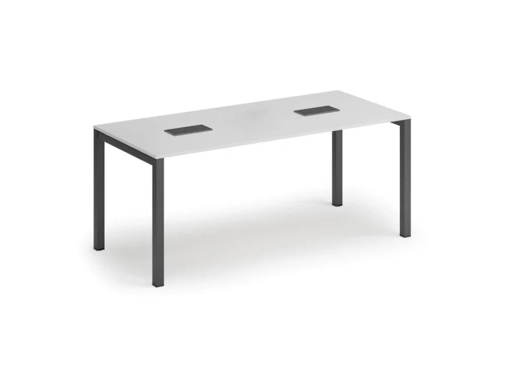Jednací stůl PRIMO SQUARE, 180x80 cm, bílá + 2x stolní zásuvka TYP III, černá Must-Have