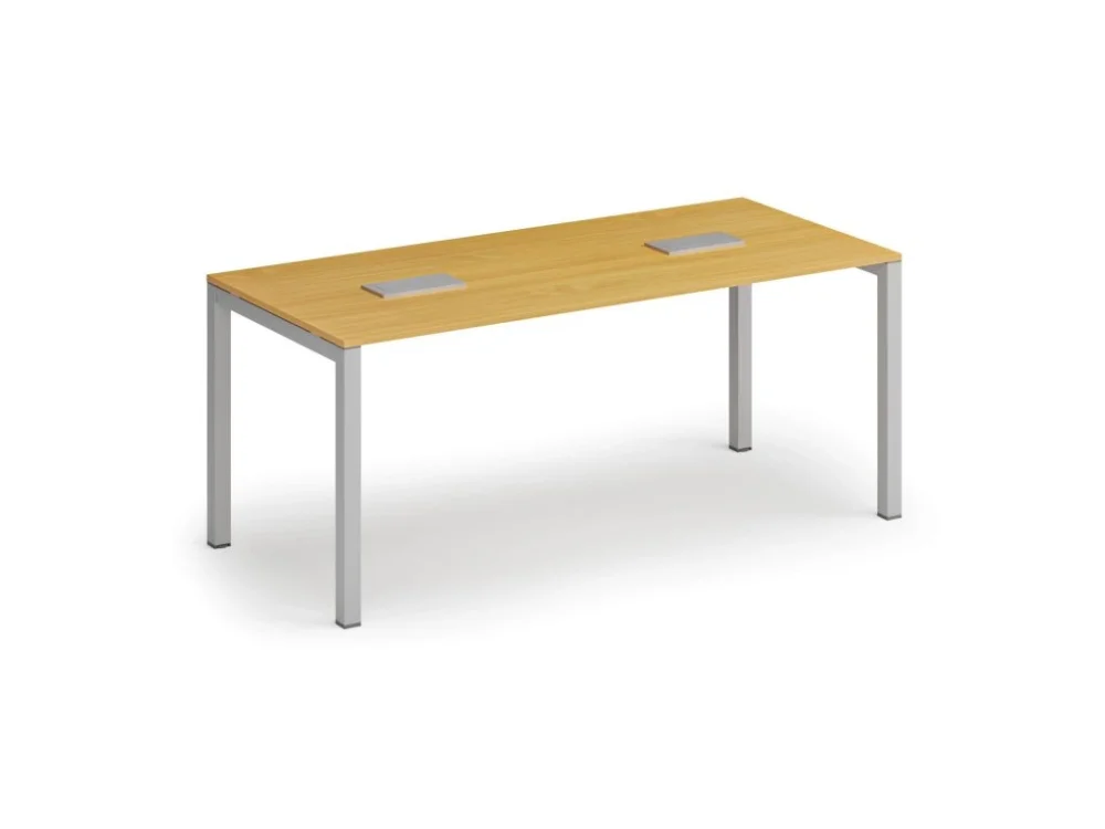 Jednací stůl PRIMO SQUARE, 180x80 cm, buk + 2x stolní zásuvka TYP II, stříbrná Dokud Zásoby Vydrží