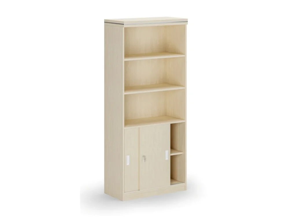 Vysoce Kvalitní Kombinovaná kancelářská skříň ARRISTO LUX, zasouvací dveře, 800 x 400 x 1836 mm, bříza