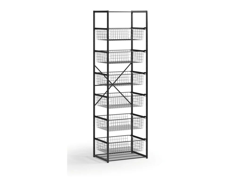 Ihned K Objednání Otevřený košový regál, 6x koš, TYP VI, 600 x 460 x 2020 mm, černá