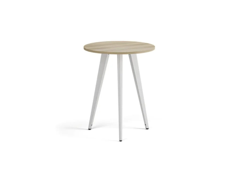 Konferenční stůl PRIMO VIBE, průměr 60 cm, bílá podnož, dub přírodní Nejprodávanější