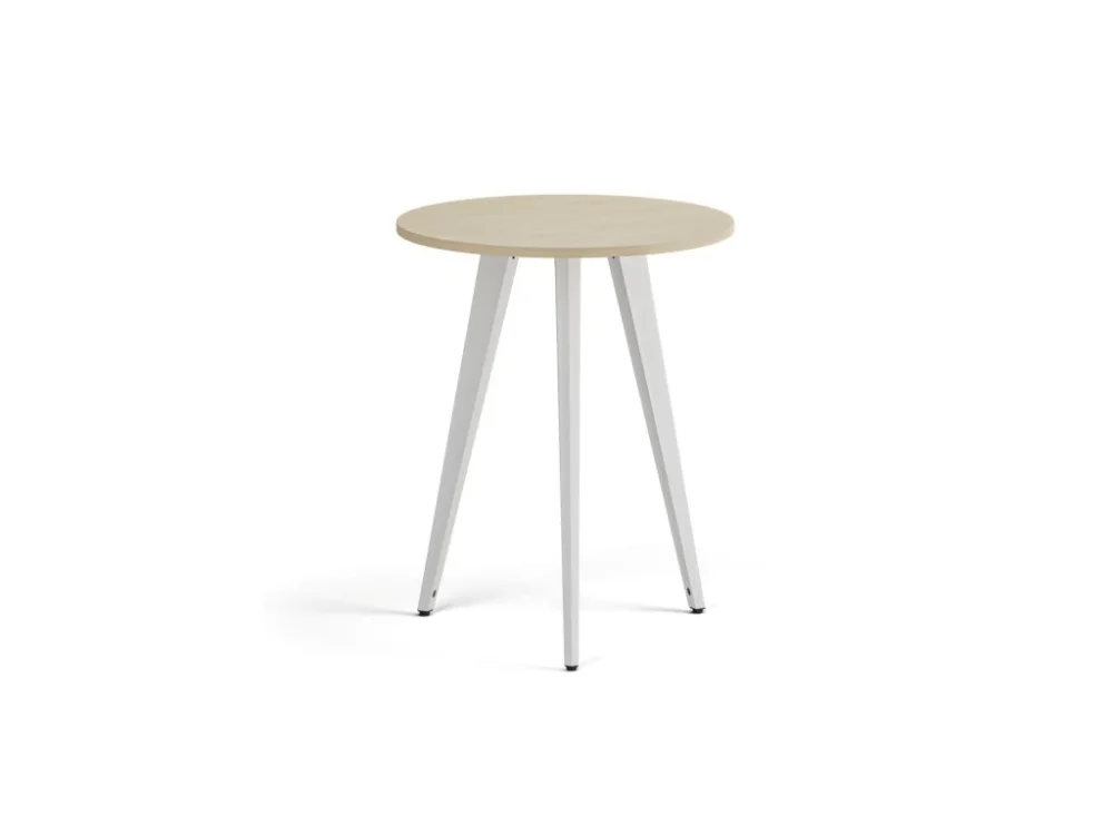 Konferenční stůl PRIMO VIBE, průměr 60 cm, bílá podnož, bříza Sleva