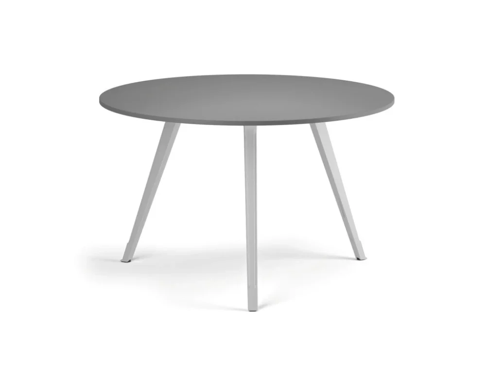 Výprodej Konferenční stůl PRIMO ZEN, průměr 120 cm, bílá podnož, grafit
