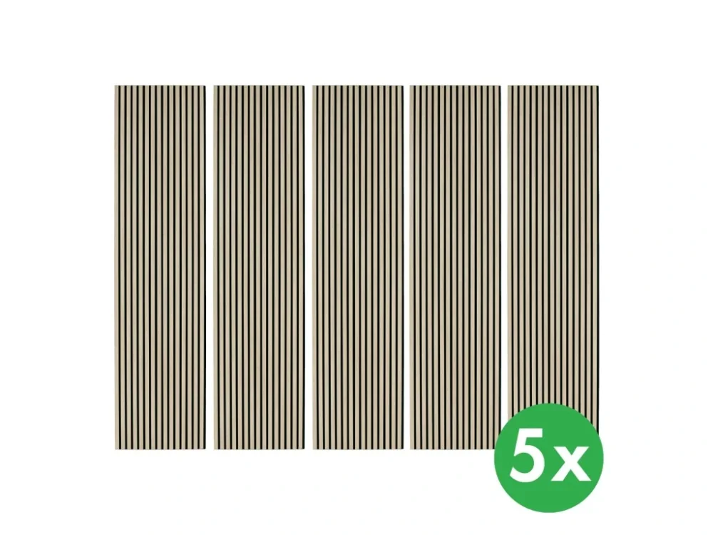 Dřevěný akustický panel, 2400 x 600 mm, B2BP006, balení 5 ks, dub mořený Super Cena