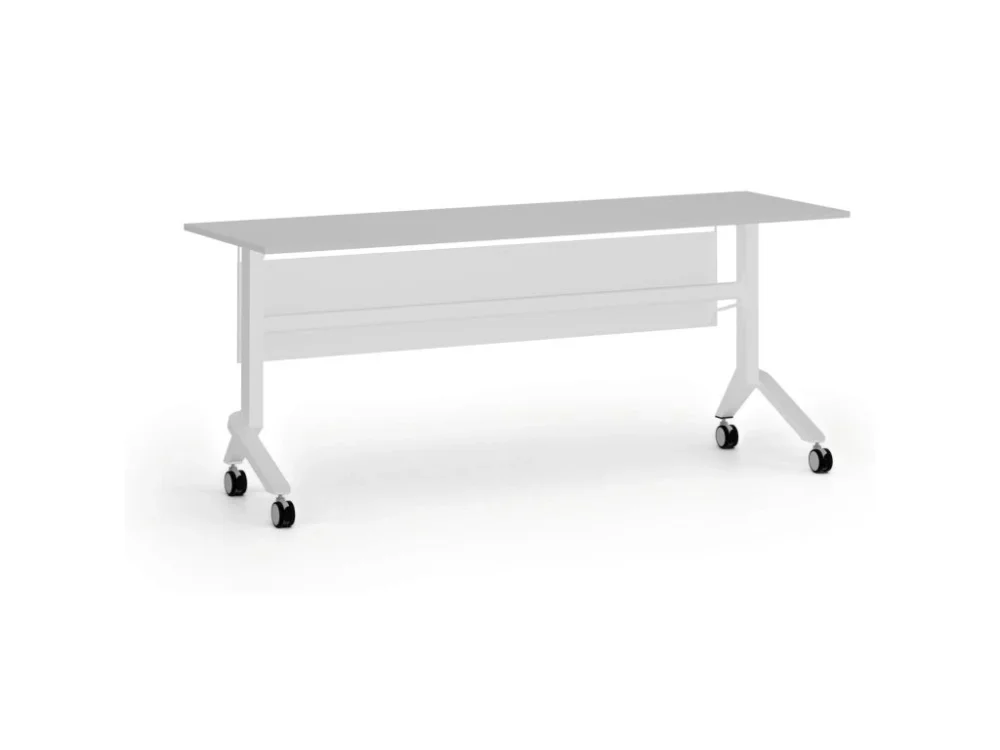 Koupit Online Mobilní stůl PRIMO MOVE, 180x60 cm, bílá podnož, šedá