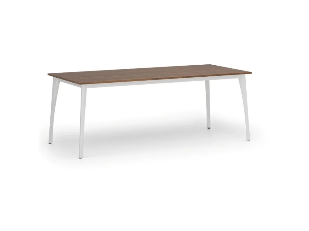 Rychlé Dodání Jednací kancelářský stůl PRIMO OMEGA, 200x90 cm, bílá podnož, ořech