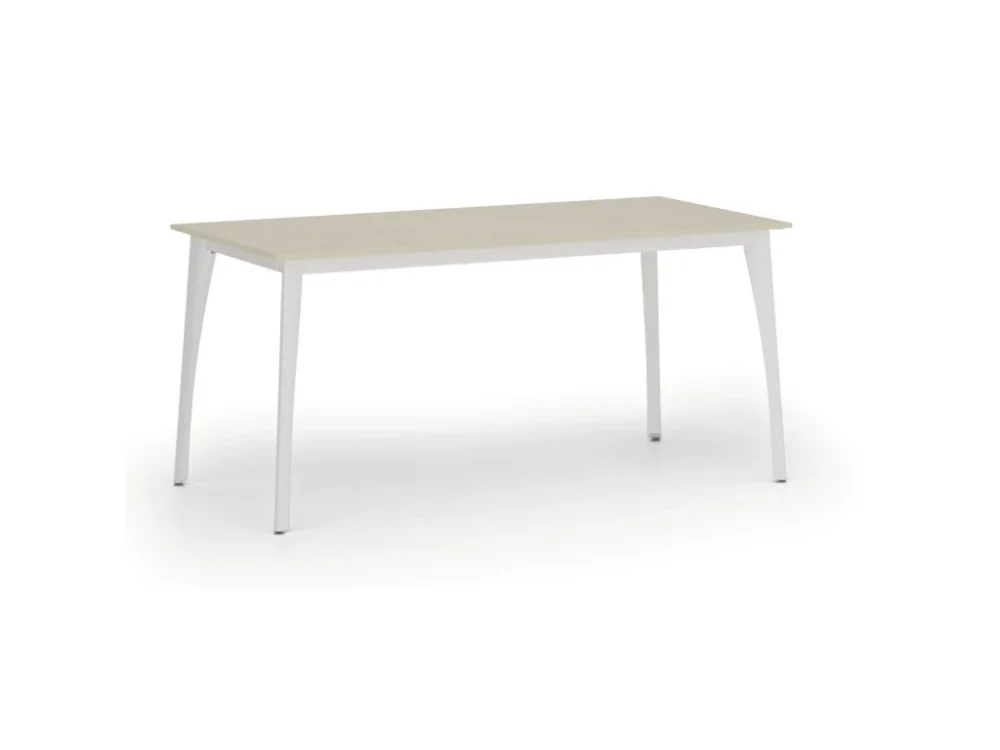 Jednací kancelářský stůl PRIMO OMEGA, 160x80 cm, bílá podnož, bříza Cenový Hit