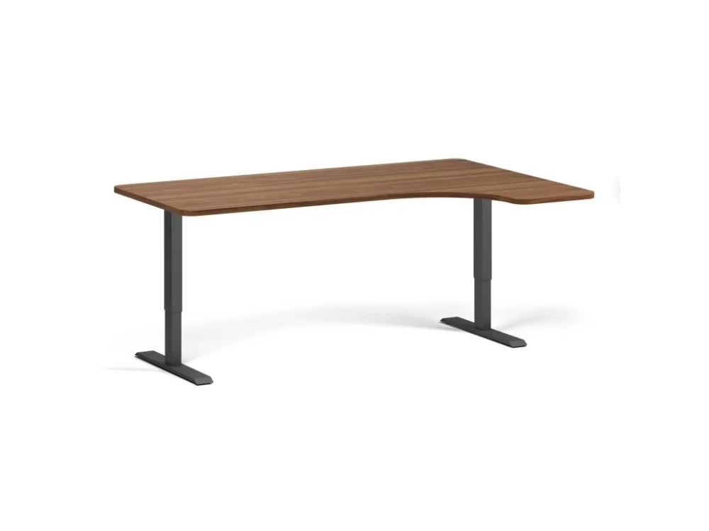 Ověřený Rohový polohovací stůl se zaoblenými rohy, 180x120 cm, 1 motor, L/P, černá podnož, ořech