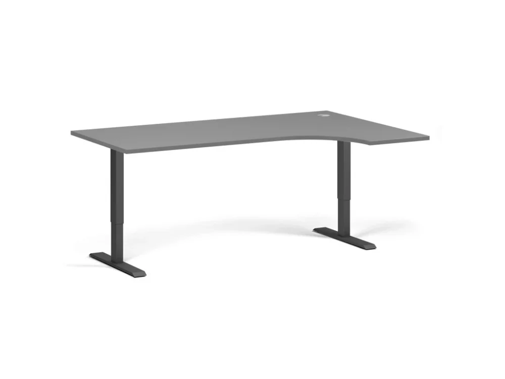Rohový výškově nastavitelný stůl, 180x120 cm, 1 motor, L/P, černá podnož, grafit Aktuální