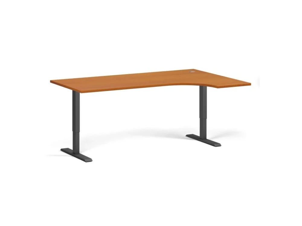 Omezená Nabídka Rohový výškově nastavitelný stůl, 180x120 cm, 1 motor, L/P, černá podnož, třešeň