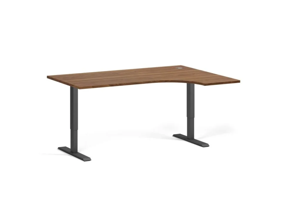 Nakupujte Hned Rohový výškově nastavitelný stůl, 160x120 cm, 1 motor, L/P, černá podnož, ořech