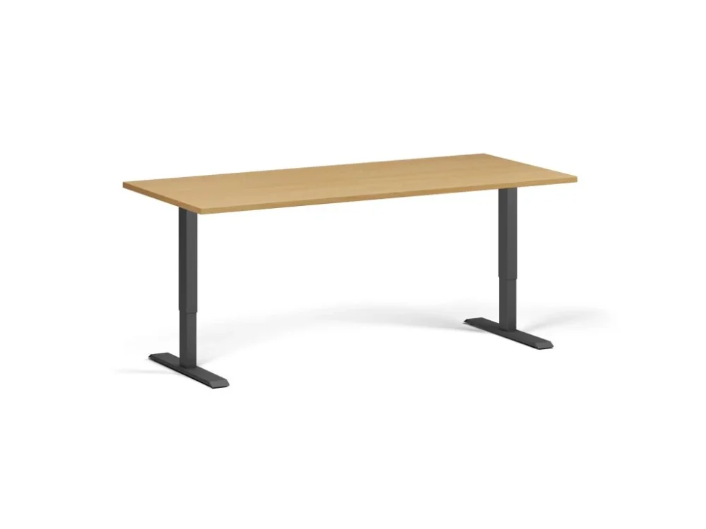 Výškově nastavitelný stůl, 180x80 cm, 1 motor, černá podnož, buk Poslední Šance