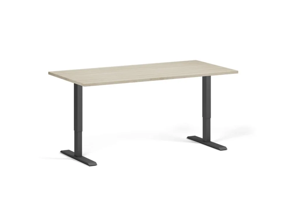 Ověřený Výškově nastavitelný stůl, 160x80 cm, 1 motor, černá podnož, dub přírodní