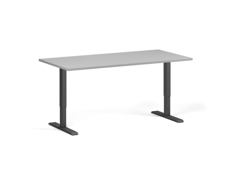 Výškově nastavitelný stůl, 160x80 cm, 1 motor, černá podnož, šedá Rychlé Dodání