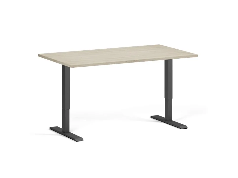 Ověřený Výškově nastavitelný stůl, 140x80 cm, 1 motor, černá podnož, dub přírodní
