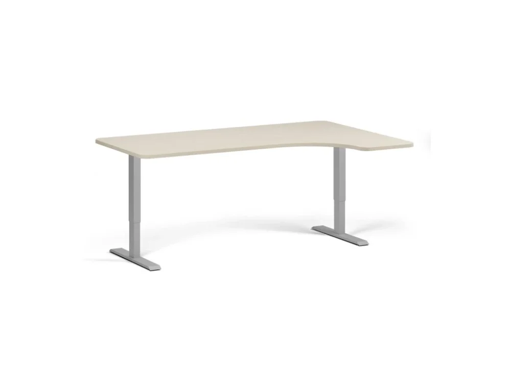 Rohový polohovací stůl se zaoblenými rohy, 180x120 cm, 1 motor, L/P, šedá podnož, bříza Cenový Hit