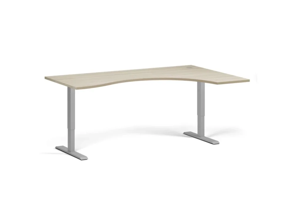 Ergonomický výškově nastavitelný stůl, 180x120 cm, 1 motor, L/P, šedá podnož, dub přírodní Horká Nabídka