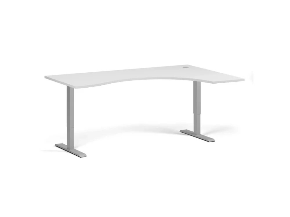 Ergonomický výškově nastavitelný stůl, 180x120 cm, 1 motor, L/P, šedá podnož, bílá Omezená Nabídka