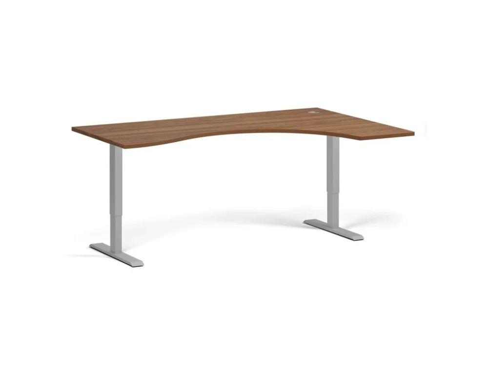 Nejlepší Volba Ergonomický výškově nastavitelný stůl, 180x120 cm, 1 motor, L/P, šedá podnož, ořech